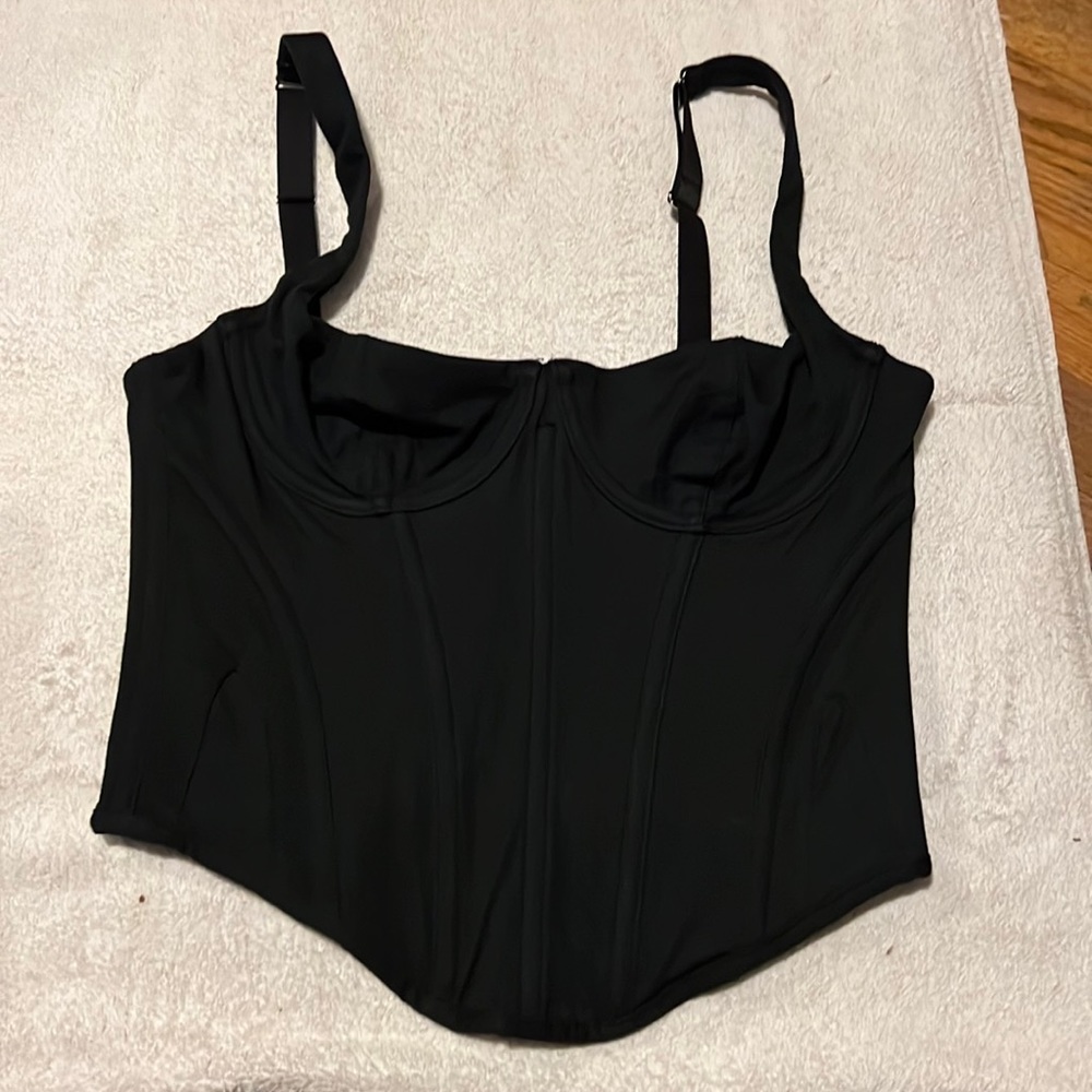 SKIMS Black Structured Bustier Crop Top